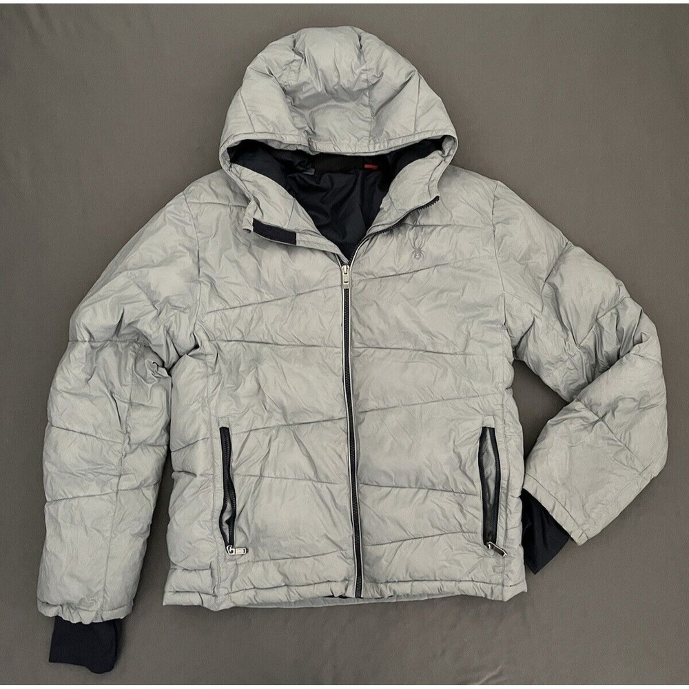 Spyder Puffer Hooded Jacket Boys Large 14/16 Gray Thermaweb Nylon‎ Thumb Holes - Picture 4 of 16